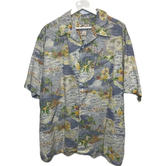 Lauren Ralph Lauren Other - VTG Ralph Lauren Shirt Mens Blue Tropical Hawaiian Button Up Short Sleeve L